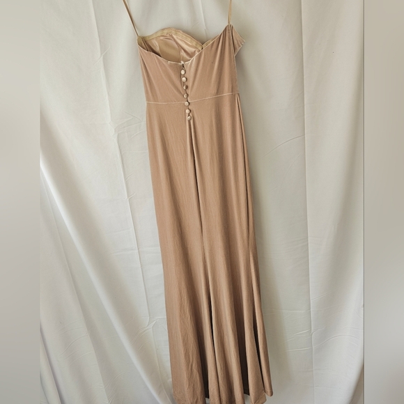 Reveley Quinn Velvet Maxi Strapless Dress In Gold Champagne Size 2 Women's - Picture 8 of 13